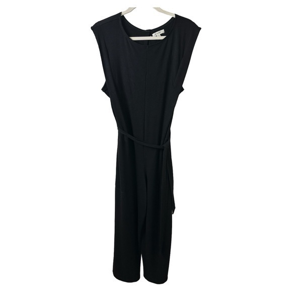 Max Studio Pants - Max Studio Jumpsuit Womens Large Black Wide Leg Belted Stretch Sleeveless Formal